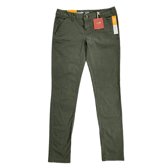 Mossimo Junior Pants 4 Solid Military Army Green Slim Skinny Fit Lowest Rise NWT - Picture 1 of 13